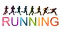 Running marathon, people run, colorful poster. Vector illustration background silhouette sport Royalty Free Stock Photo